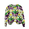 thumbnail image 5 of Felirenzacia Women's Carnival Fleece Sweatshirt, Crewneck Long Sleeve Mardi Gras Party Pullover Hoodie Tops, S-3XL, 5 of 6