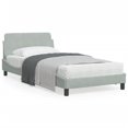 thumbnail image 1 of vidaXL Bed Frame with Headboard Light Grey 100x203 cm Velvet, 1 of 3