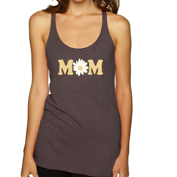 Wild Bobby, Mom Daisy Mother's Day Tri-Blend Racerback Tank Top, Brown, Small