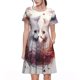 thumbnail image 1 of Balery White Red Cat Couple Vestidos sueltos de manga corta para mujer, vestidos de verano 2025, vestidos casuales de corte A con vuelo., 1 of 6