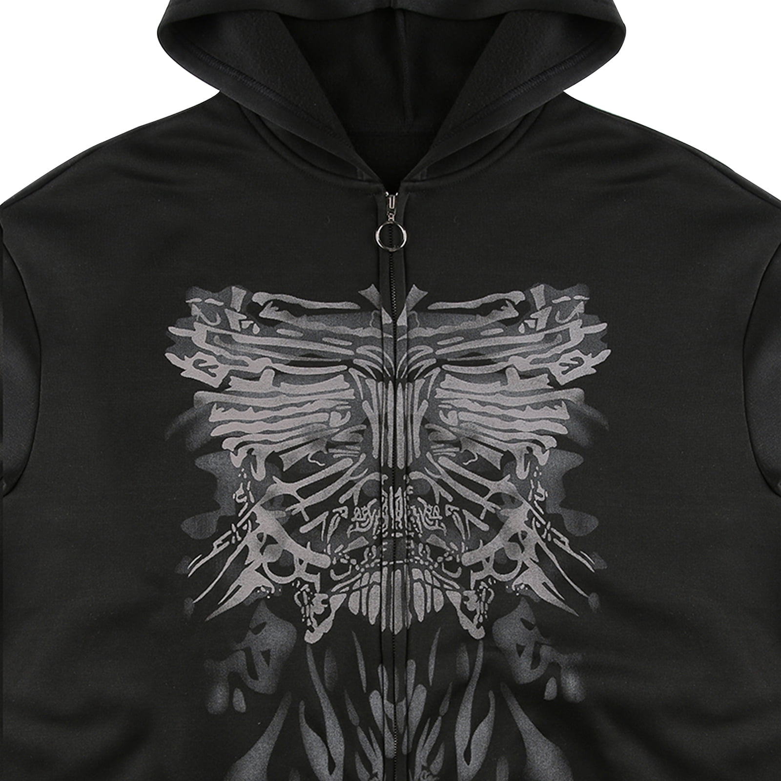 Sunisery Women Zip Up Hoodie Y2k Graphic Oversized Hooded Sweatshirt Jacket Grunge Fairycore Coats Harajuku Streetwear