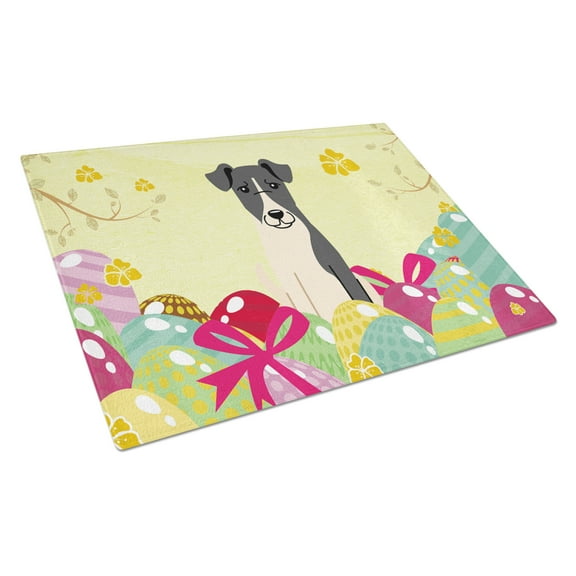 Caroline's Treasures BB6098LCB Easter Eggs Smooth Fox Terrier Glass Cutting Board Large, 12H x 16W, multicolor