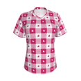 thumbnail image 2 of Uemuo Plaid Heart Printed Women's Classic V-Neck T-Shirt - Soft, Breathable, Moisture-Wicking, Perfect for Casual, Office, Travel, and Everyday Wear-X-Large, 2 of 5