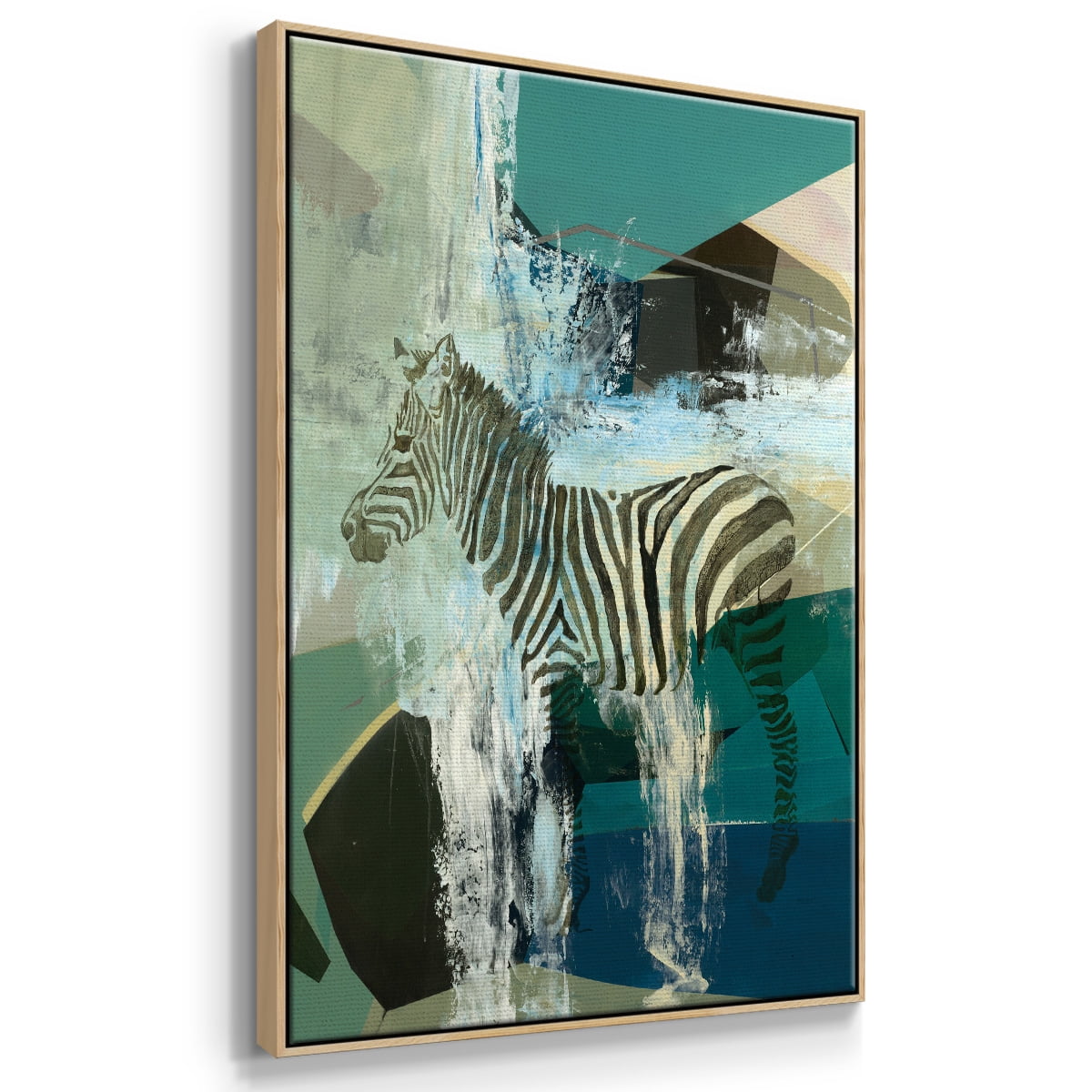 Crossing the Lines Framed Premium Gallery Wrapped Canvas - Ready to Hang - 25 x 37 - Natural Wood Floating Frame