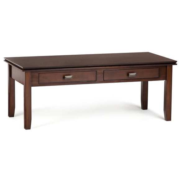 Simpli Home Artisan 46 inch Wide Solid Wood Transitional Coffee Table in Russet Brown