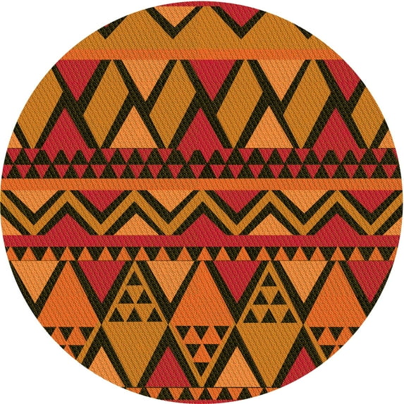 Ahgly Company Indoor Round Patterned Crimson Red Area Rugs, 7' Round