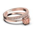 thumbnail image 2 of Beautiful Unique Art Deco 2.50 Carat Oval Cut Morganite And Diamond Moissanite Engagement Ring, Classic Wedding Ring, Two Matching Band in 925 Sterling Silver With 18k Rose Gold Plating Gift For Her, 2 of 4
