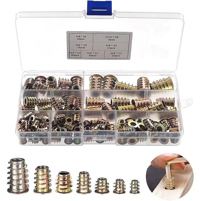 Tuercas Hexagonales de Aleación de Zinc MACHAO 120 Piezas M4/M5/M6/M8/M10 para Muebles de Madera