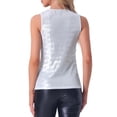 thumbnail image 3 of INSPIRAR CHIC Top de Mujer Sin Mangas Cuello Redondo Metálico Brillante Fiesta Nudo Torcido Cami Tops XL Blanco Plateado, 3 of 6