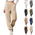 thumbnail image 2 of Qingpeng Womens High Waisted Jogger Sweatpants Elastic Drawstring Cuffed Ankle Casual Long Pants with Side Pockets, 2 of 8