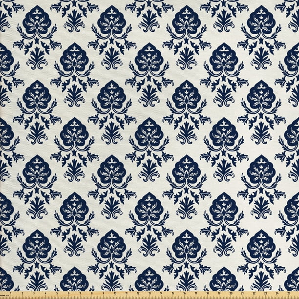 Damask Pattern Fabric by the Yard Decorative Upholstery Fabric for