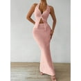 thumbnail image 6 of Women'S Two Piece Outfits Twist Front Halter Tops and Skirt Summer Set Pink M, 6 of 10