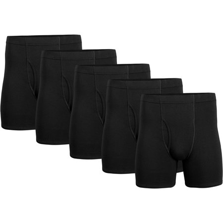 Gildan Men's Underwear Covered Waistband Boxer Briefs, Multipack 5 Large Black (5-pack)