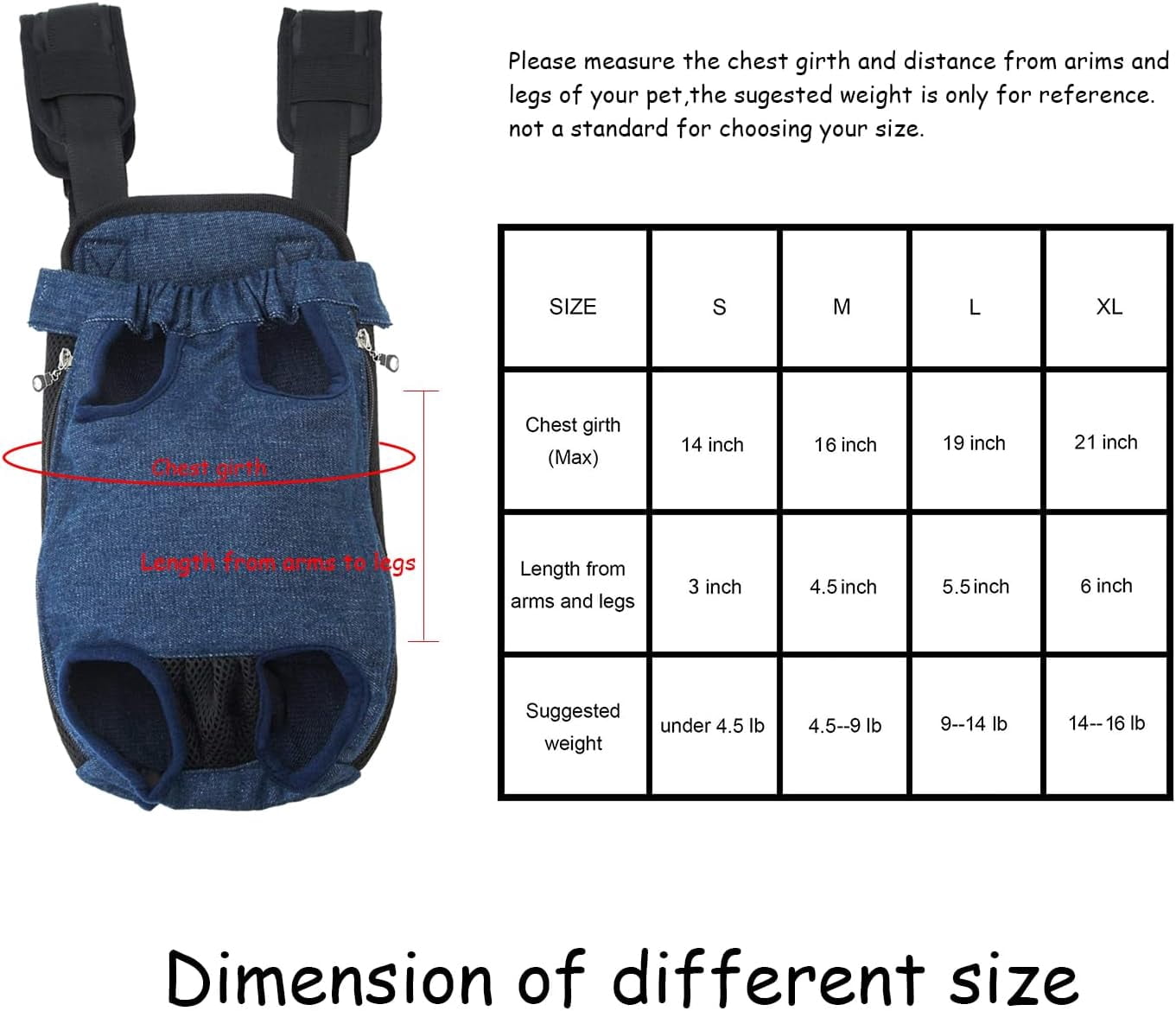 Dog Backpack,Doggy Backpack for Small Dogs,French Bulldog Carrier,Pet Front Dog Carrier Backpacks, Adjustable Dog Backpack Carrier for Hiking, Cycling (Medium, Denim Blue)