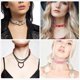 thumbnail image 5 of Collares Choker de Cuero PU, Collares de Amor en Forma de Corazón, Collar Gótico Punk Grunge Emo para Mujeres, Negro/Plata Negro, 2Pcs, 5 of 6