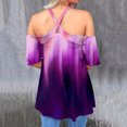thumbnail image 4 of Mujeres Verano Sexy Cruz Halter Cuello Hombro Manga Corta Impreso Elegante Casual Túnica Camisas Tops Pompotops hfajkhk133216, 4 of 6