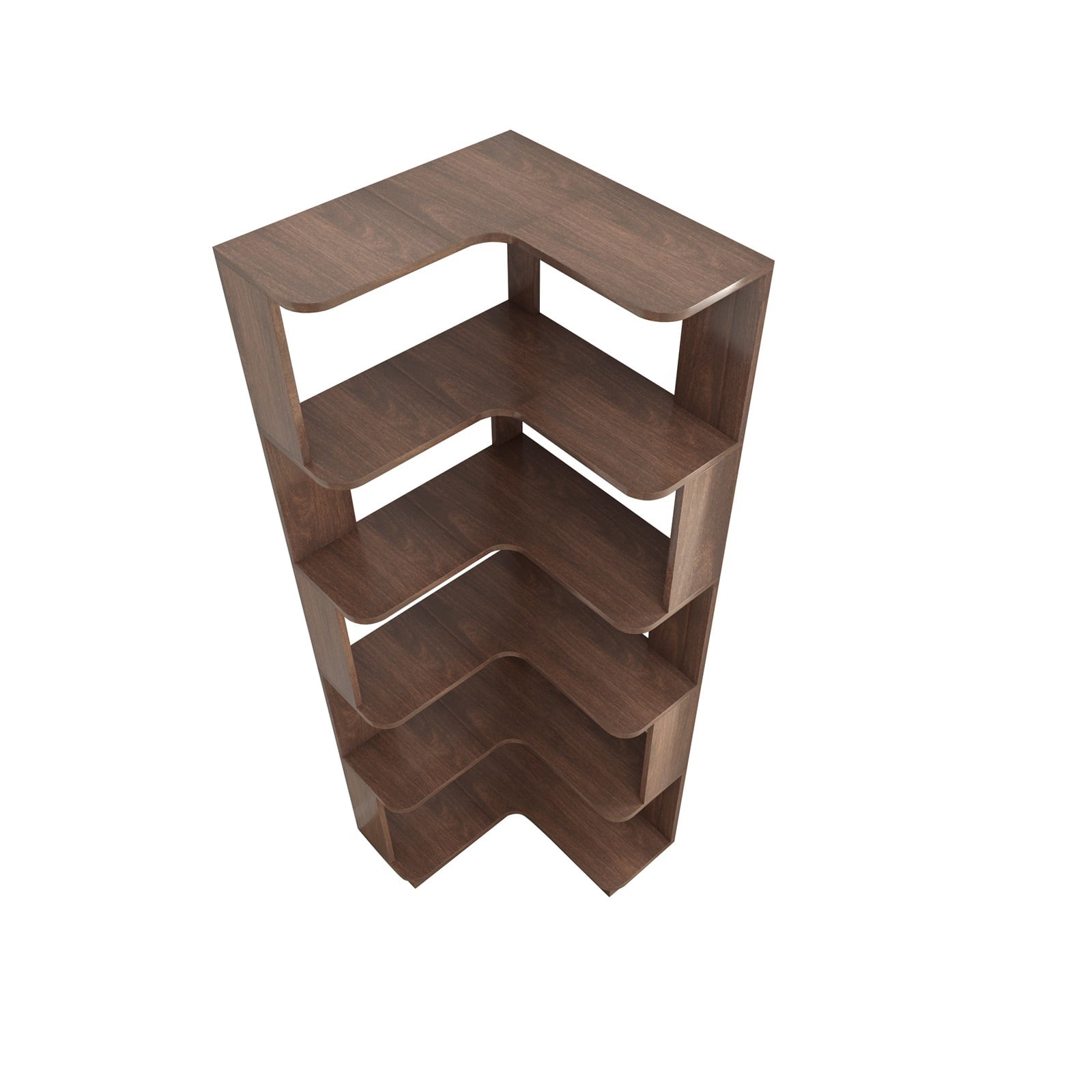 Hommoo 6-Tier Freestanding L-Shaped Corner Bookshelf Display Shelf, Wooden Bookcase Multifunctional Open Storage Rack Organizer, Dark Brown