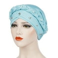 thumbnail image 2 of EnJoCho Ladies Hair Cover Women Summer Head Scarf Beading Braid Hat Ruffle Cancer Chemo Beanie Turban Wrap Cap, 2 of 2