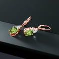 thumbnail image 4 of Gem Stone King 18K Rose Gold Plated Silver Green Peridot and White Moissanite Dangle Earrings for Women (6.54 Cttw, Gemstone August Birthstone, Oval 10X8MM, Trillion 5MM), 4 of 4
