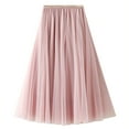 thumbnail image 2 of SWSMCLT Women's Tutu Skirt Chiffon Elastic Waist Summer Layered Skirt Pleated Tulle Skirt High Waist Tea Length Midi High Waisted Pink One Size, 2 of 5