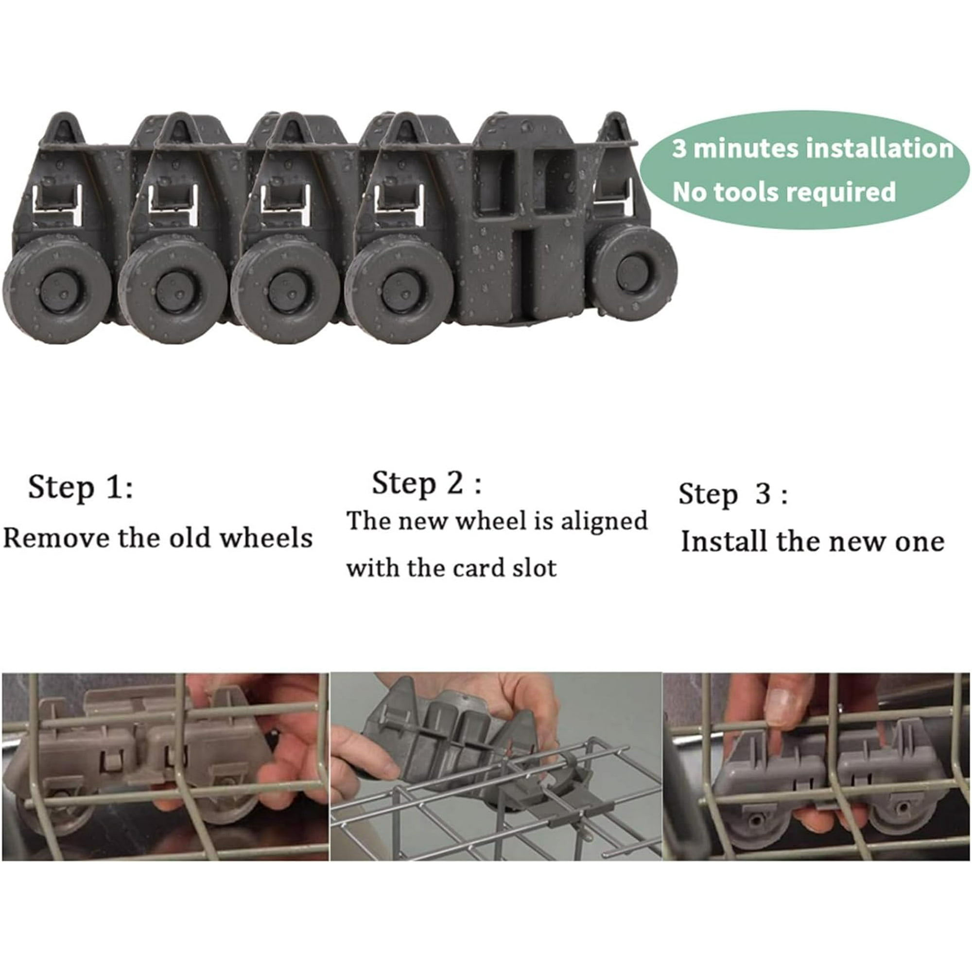 Set of 4 Lower Rack Dishwasher Wheels for Whirlpool Kenmore Maytag Kitchenaid Replace Dishwasher Basket Wheels Walmart