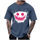 thumbnail image 2 of Blusas y camisas de manga corta con cuello redondo para hombre, blusas casuales de verano a la moda con cuello redondo y estampado para hombre., 2 of 4