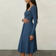 thumbnail image 5 of Womens Spring Dress 2026 - Square Neck Long Sleeve Casual A-Line Flowy Elegant Wedding Guest Party Midi Dress, 5 of 5