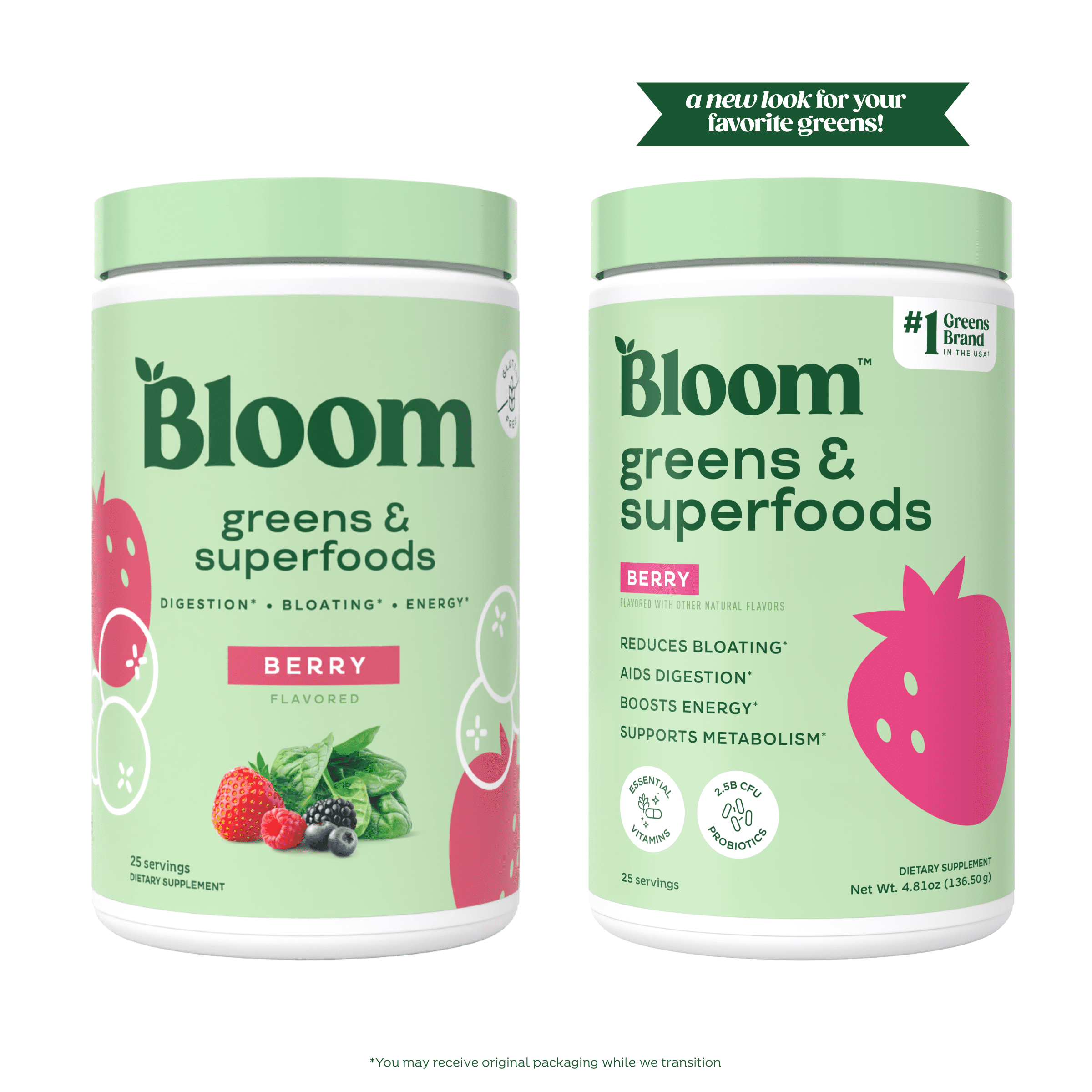 Bloom Nutrition Greens & Superfoods Powder, Mixed Berry, 25 Servings