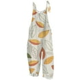 thumbnail image 5 of clear Usmixi Jumpsuits for Women Beach Vacation Fashion Loose Pocket Cotton Linen Wide Leg Baggy Strap Jumpsuits Overalls Summer Formal Leaves Print Round Neck Sleeveless Long Rompers Yellow s, 5 of 5