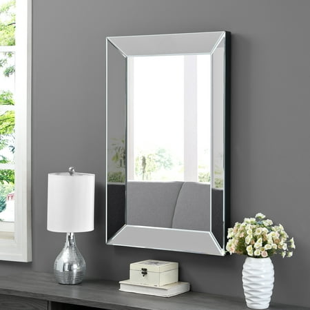 FirsTime & Co. Black Pricilla Glass Framed Wall Mirror, Modern, Rectangular, 24 x 2 x 35.75 in