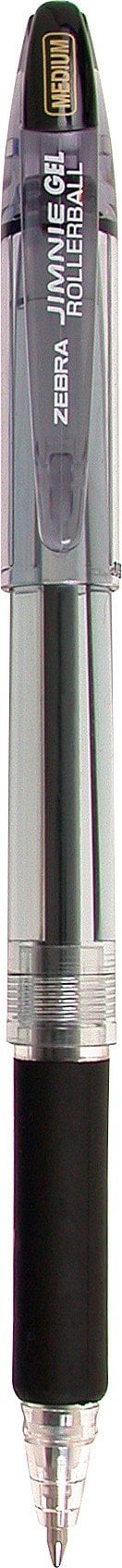 Zebra Pen Jimnie Roller Ball Stick Gel Pen, Black Ink, Medium Point, 0.7mm, 12-Count (44110)
