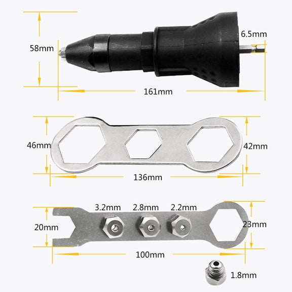 NICEXMAS Electric Rivet Tool Adaptor for Cordless Drill with Threaded Heads Black