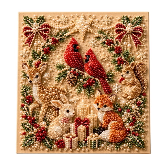 Christmas Pearl Painting Kit with Frame, 8x 8 Inches DIY Pearl Art Craft Set, Holiday Bead Artwork Kit, Handmade Wall Decor Project, Decorative Christmas Home Decoration and Creative Hobby Activity