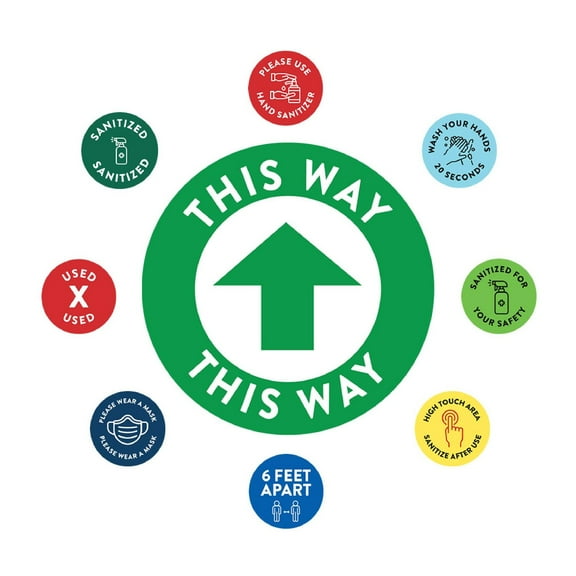 Koyal Wholesale Social Distancing Directional Arrow This Way, Green Floor Stickers, Business Signage Signs 50 Labels