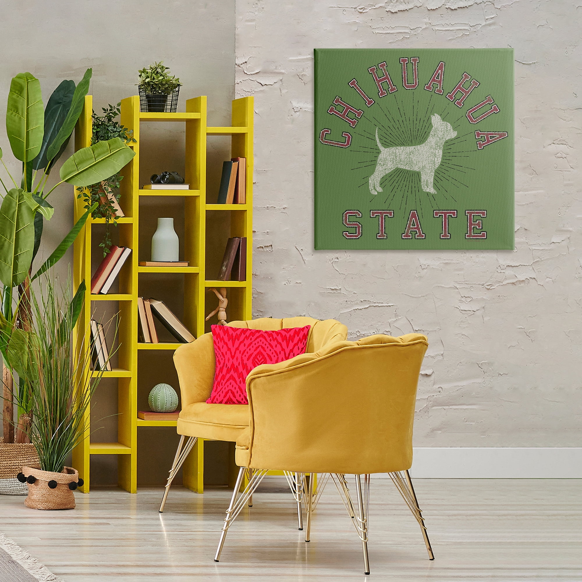 Stupell Industries Vintage Chihuahua State Novelty & Humor Painting Wrapped Canvas Art Print Wall Art, 30 x 30
