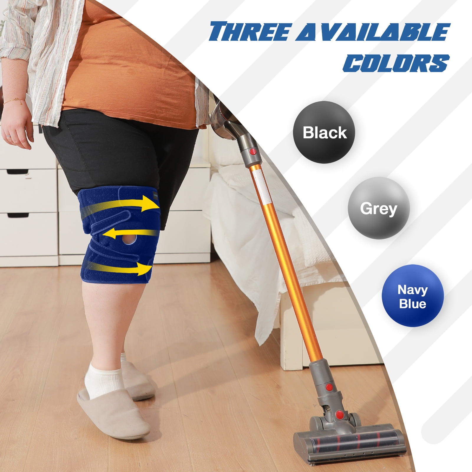 Nvorliy Plus Size Knee Brace for Knee Pain Plus Size (XL-8XL) - Extra Large Knee Brace with Side Stabilizers for Arthritis, Meniscus Tear, Knee Pain Relief, ACL, LCL, MCL (Navy)