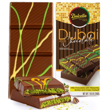 Dolcella - Dubai Milk Chocolate with Pistachio Butter & Crispy Kadayıf Bar 7.05 oz (200g)