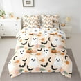 thumbnail image 2 of Feelyou Funny Cute Ghost Bedding Comforter Set 7pcs for Kids, Rustic Groovy Floral Queen Bedding Sets, Halloween Bat Pumpkin Reversible Queen Sheet Sets, Microfiber Bedroom Decor, 2 of 7