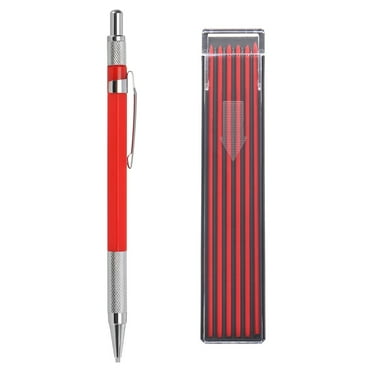 Uxcell Mechanical Pencil with 12Pcs Multicolor Refills, Write Smoothly Pencil with Built-in Sharpener, Red