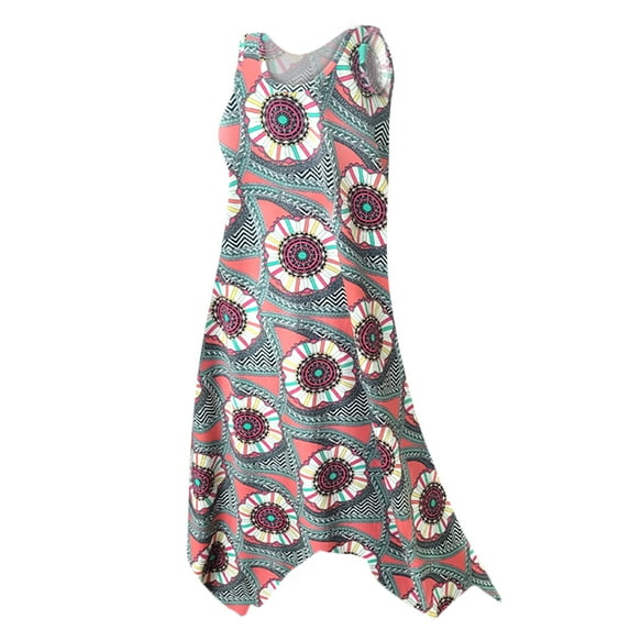 Plus size 6x Womens Sleeveless Gan Fan Fractal Designer Print Swimsuit Cover Up Dress with Pockets
