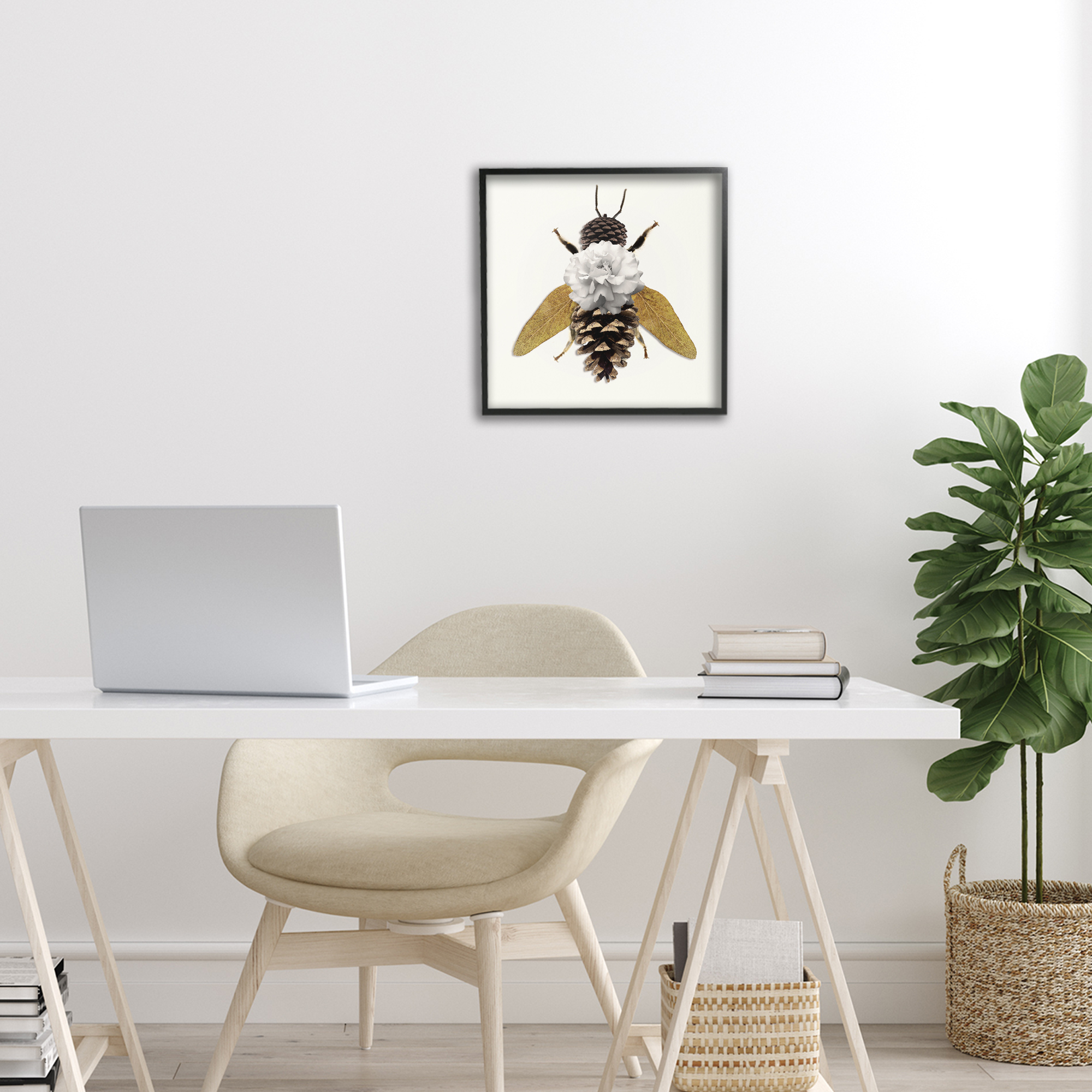 Nature Constructed Bee Black Framed Giclee Art, design by Sasha