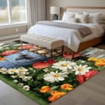 thumbnail image 4 of Area Rug for Living Room, Easter Non-Slip Indoor Large Carpet for Bedroom/Dining Room, Retro Spring Rabbit Flowers Plants Wooden Plank Washable Low-Profile Rectangle Floor Runner Rugs - 6 x 9 Ft, 4 of 8