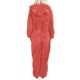 thumbnail image 4 of Women's Fleece Onesie Pajamas Hooded Romper Sleepwear Loungewear (Red, S), 4 of 5