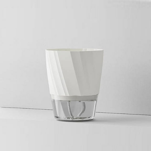 1 Pcs Self Watering Planters with Drainage Holes, Plastic Plant Pots with Deep Clear Reservoir, Modern Decorative Planter Flower Pot for Indoor Outdoor Garden Flowers Plants(White L)