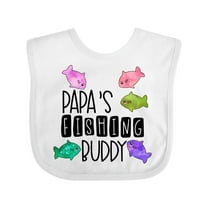 Inktastic Papa's Fishing Buddy with Colorful Fish Boys or Girls Baby Bib