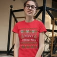 thumbnail image 3 of Tee Hunt Meowy Christmas T-Shirt Ugly Sweater Cat Lover Funny Xmas Women's T-Shirt Tee, Red, Large, 3 of 5
