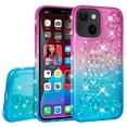 thumbnail image 2 of Compatible for Apple iPhone 13 mini Case, with Tempered Glass Screen Protector SOGA Diamond Liquid Quicksand Cover Cute Girl Women Phone Case - Pink / Blue, 2 of 5