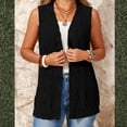 thumbnail image 4 of CIENVNSTG Women's Sweater Vest Plus Size Sleeveless Lightweight Open Front Knit Cardigan Casual Loose Sweaters with Pockets Black S, 4 of 6