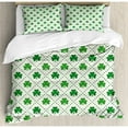 thumbnail image 3 of Ambesonne Irish Four Leaf Shamrock Clover Flowers with Dotted Dashed Lines National Culture Symbol Duvet Cover Set, 3 of 3