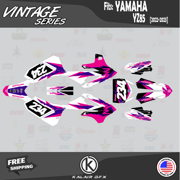 Kalair GFX Graphics Kit for Yamaha YZ85 (2022-2023) Vintage Series